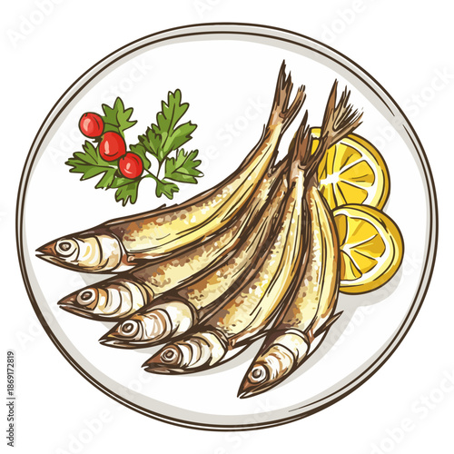 fried anchovies, food, spain, seville spring festival, celebration, vector, transparent background, fish, seafood, fried, sardines, gourmet, cooking, diet