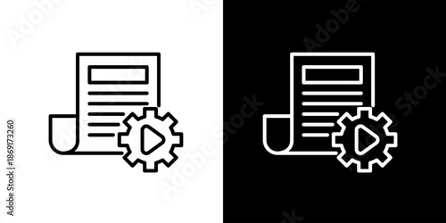 Document with gear icon representing automation, settings, or development of a page