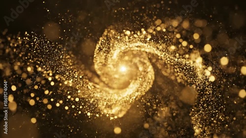 Wallpaper Mural A close-up view of intensely concentrated golden bokeh particles radiating outward from a central soft spotlight creating an ethereal and elegant illumination effect background, closeup, vibrant Torontodigital.ca