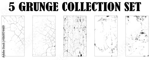 Distressed overlay texture set. Grunge backgrounds. Abstract textured effects. Vector illustration