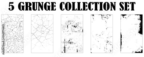 Distressed overlay texture set. Grunge backgrounds. Abstract textured effects. Vector illustration