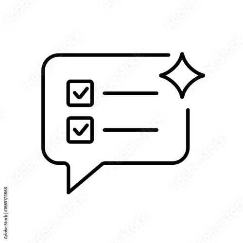 A vector icon representing smart AI-generated snippets with actionable content in a dialogue format, created in line style with editable stroke