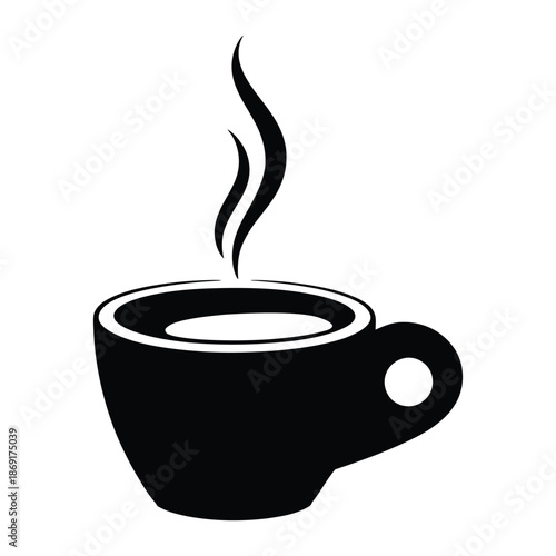 Espresso shot in demitasse Vector, Silhouette, Illustration