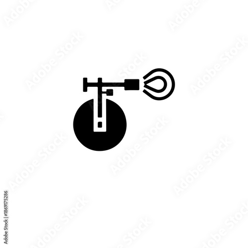 black and white icon of a sprayer simplified into basic geometric shapes. This design represents modern efficiency, industrial minimalism, and clean functional design for contemporary gardening