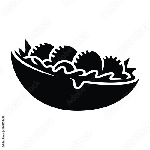 Falafel in pita Vector, Silhouette, Illustration