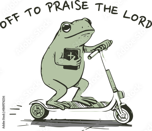 Christian Funny Frog Off To Praise The Lord Png SVG, Jesus Church Faith Humor Png