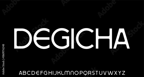 DEGICHA modern geometric circular font with rounded edges.