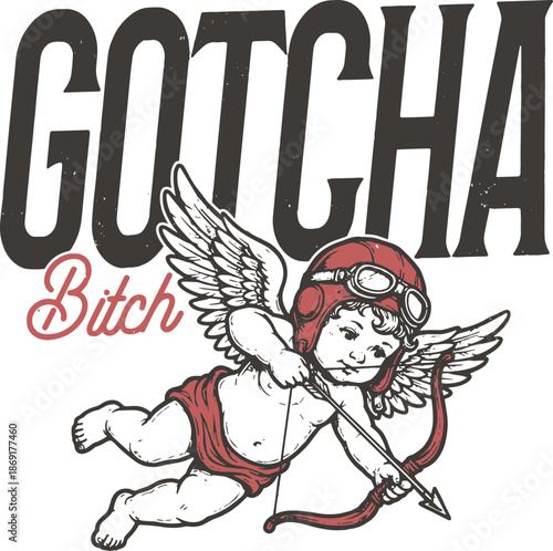 Gotcha bitch cupid digital graphic PNG SVG, Retro Valentine’s day svg png, Funny lover gift svg