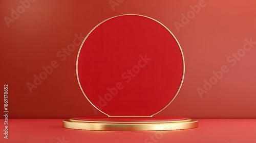 Paper Cut Style Red and Gold Abstract Chinese New Year Background