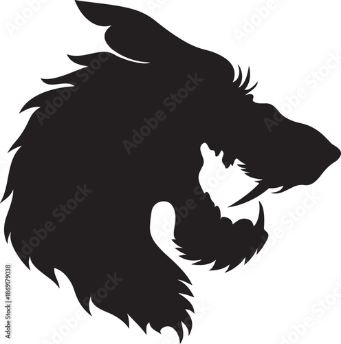 Print Aggressive wild boar head profile silhouette