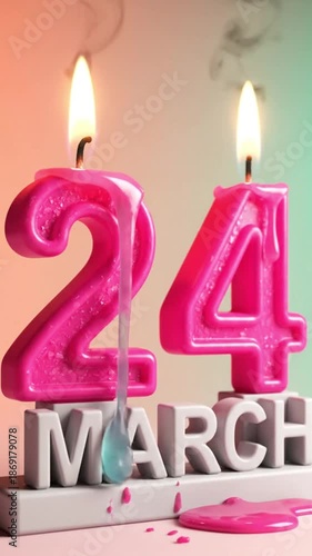 Birthday candles in shape of 24 March date
