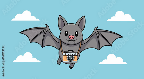 Cute Bat Flying with Camera.