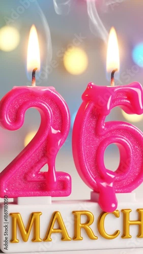 Birthday candles in the shape of numbers twenty five march