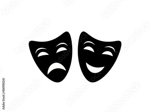Black comedy and tragedy masks