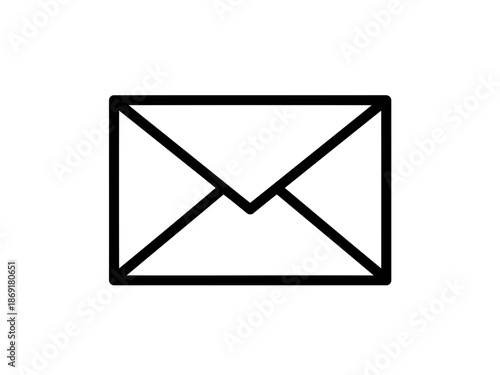 Envelope icon in black lines on for mail and communication