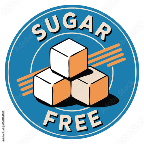 Sugar free badge or vector logo template ideal for food product healthy packaging clean label natural ingredient design and diet conscious branding