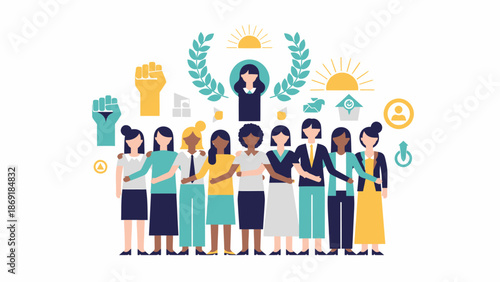 A group of diverse women standing together in unity and solidarity outdoors during the day