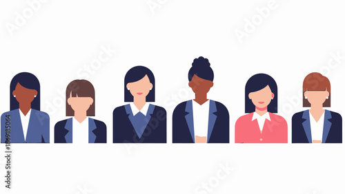 Diverse group of women represented as abstract avatars in a professional setting