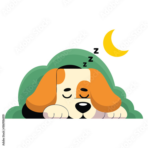 Vector illustration of cute dog sleeping under blanket perfect for cozy home animal pet themed design and playful friendly character visuals