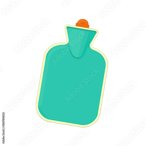 Blue hot water bottle with an orange cap
