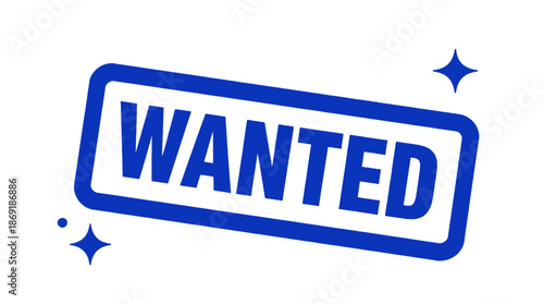 Blue Wanted Stamp with Decorative Sparkles