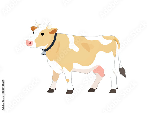 Cartoon Cow Wearing a Bell Collar