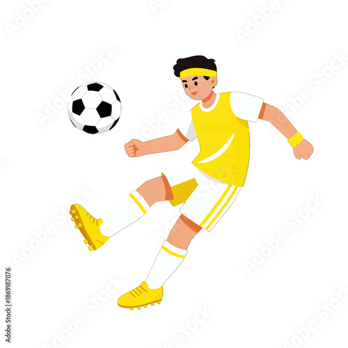 Cartoon soccer player kicking a ball
