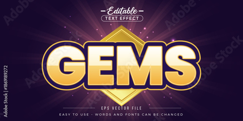 Golden gems text, editable text effect.