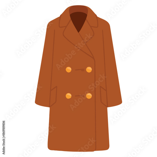 Vector illustration of long coat with sleeves ideal for warm autumn clothing, seasonal fashion design, casual outfit illustration or creative autumn themed artwork