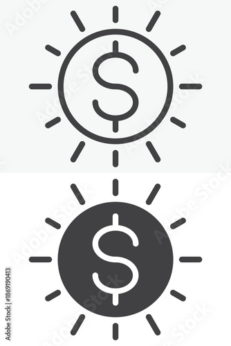 Sponsor money different style icon set with dollar sign. Clean line, outline and solid icon with editable stroke vector sign and symbol for sponsorship icon.