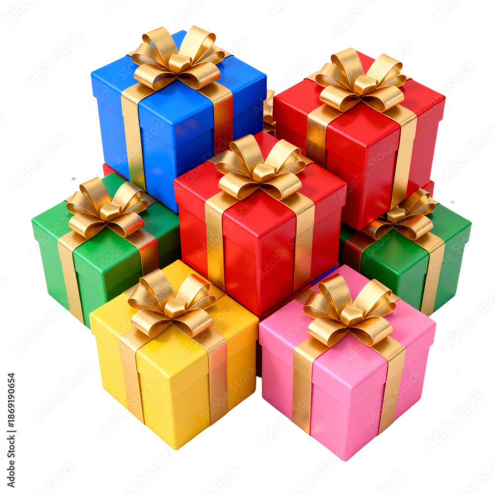 Fototapeta premium Colorful Gift Boxes with Golden Bows