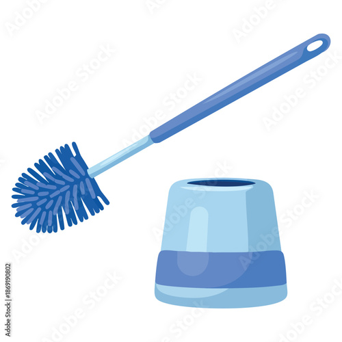 Vector illustration of modern blue toilet brush brush stand isolated perfect for cleaning service household office sanitary hygiene and bathroom themed designs