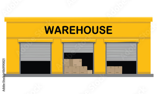 Vector illustration of modern warehouse building flat style industrial construction isolated on white background suitable for logistics architecture or business artwork
