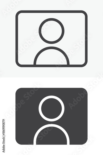 Video streamer blogger different style icon set with user frame. Modern line, outline and solid icon editable stroke vector sign and symbol for blogger icon.