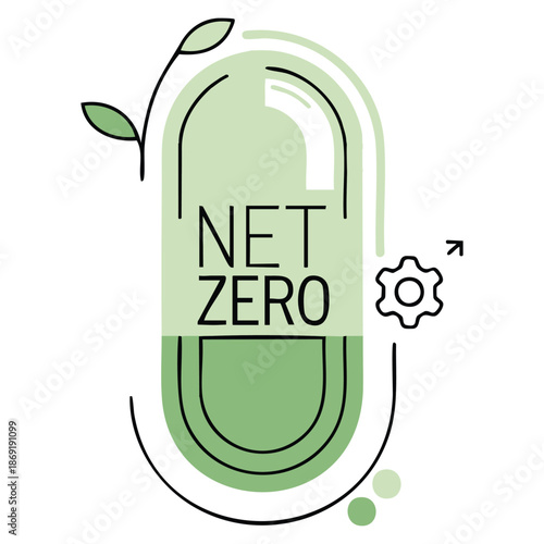Vector illustration of net zero emblem CO2 neutral globe shape leaves geometric design perfect for carbon neutrality environmental sustainability themes