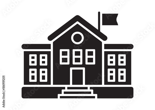 School building icon, School building solid Vector