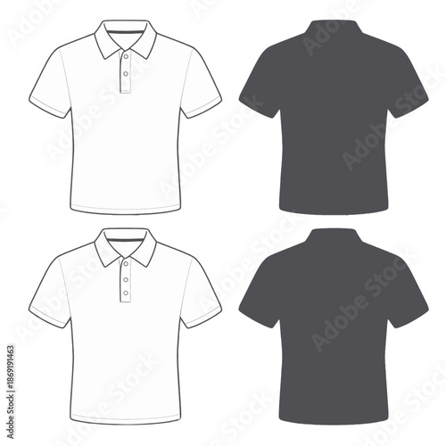 Polo Shirt Design Template with Front and Back Views