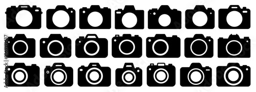 Professional Digital and Retro Camera Silhouettes Collection on Transparent Background