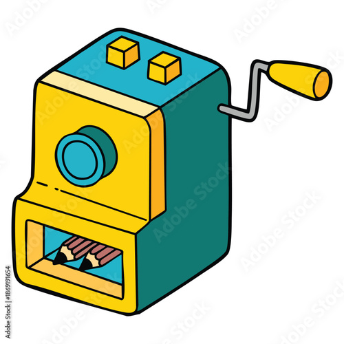 Vector illustration of pencil sharpener equipment on a white background perfect for learning tools school stationery or creative office artwork