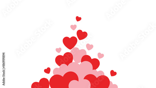 Explosion of Red and Pink Hearts, Love Symbol, Valentine's Day Theme