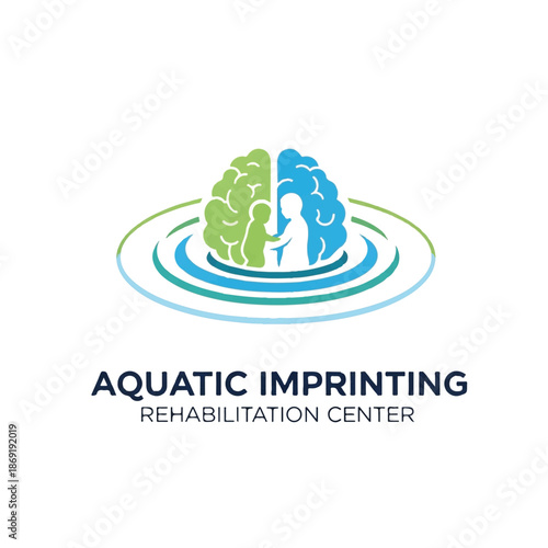 Brain Illustration with Green and Blue Hemispheres.