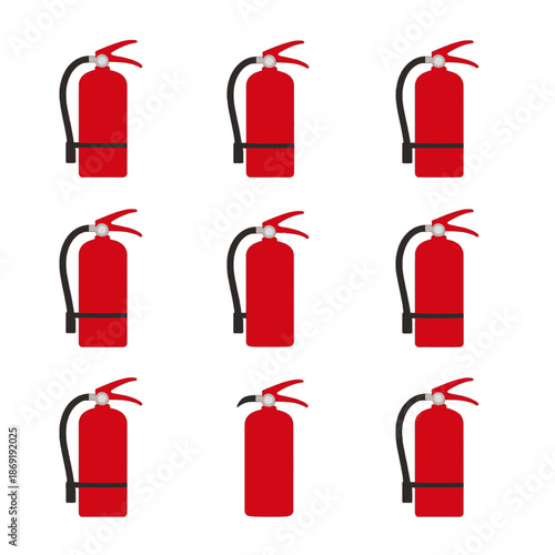 Red Fire Extinguisher Vector Icon Set