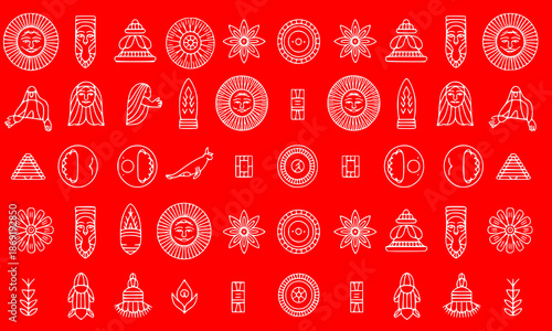 Abstract group of colorful 3D geometric wireframe spheres, vibrant rainbow orbs with circular pattern, creative decorative design element isolated on white, modern digital art