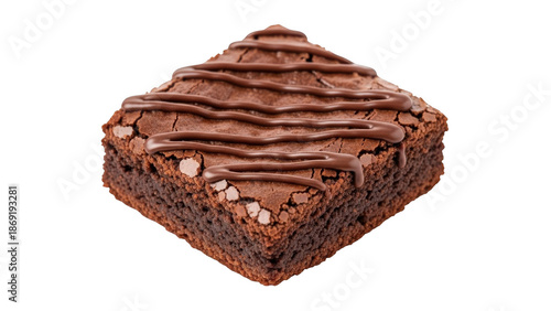 Delicious brownie square isolated on transparent background