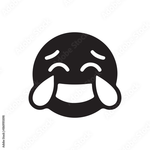 Large Black Silhouette of a Crying Laughing Emoji Face Expressing Joy and Humor