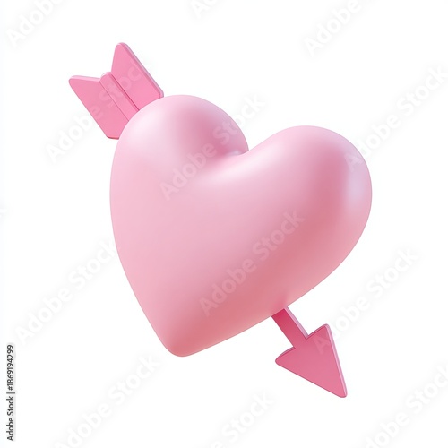 Pink 3d Heart Pierced by Arrow love cupid
