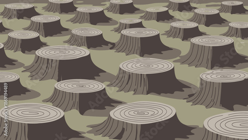 Environmental devastation illustrated: A depiction of a deforested area showcases the stark aftermath of human activity.