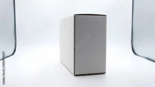 White Box Rotating on White Background.