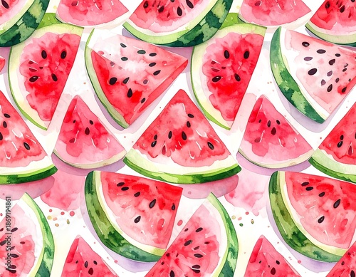 Watercolor watermelon slices pattern