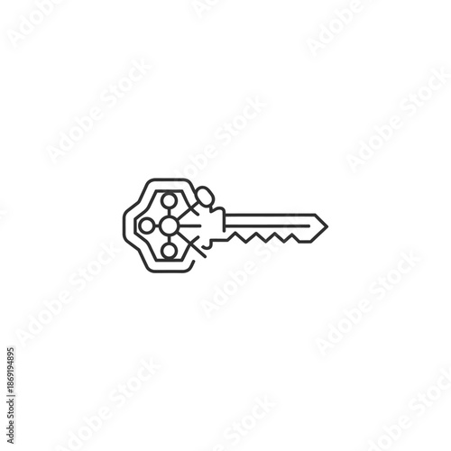 Close-up of a Metal Key with Unique Design for Security and Access